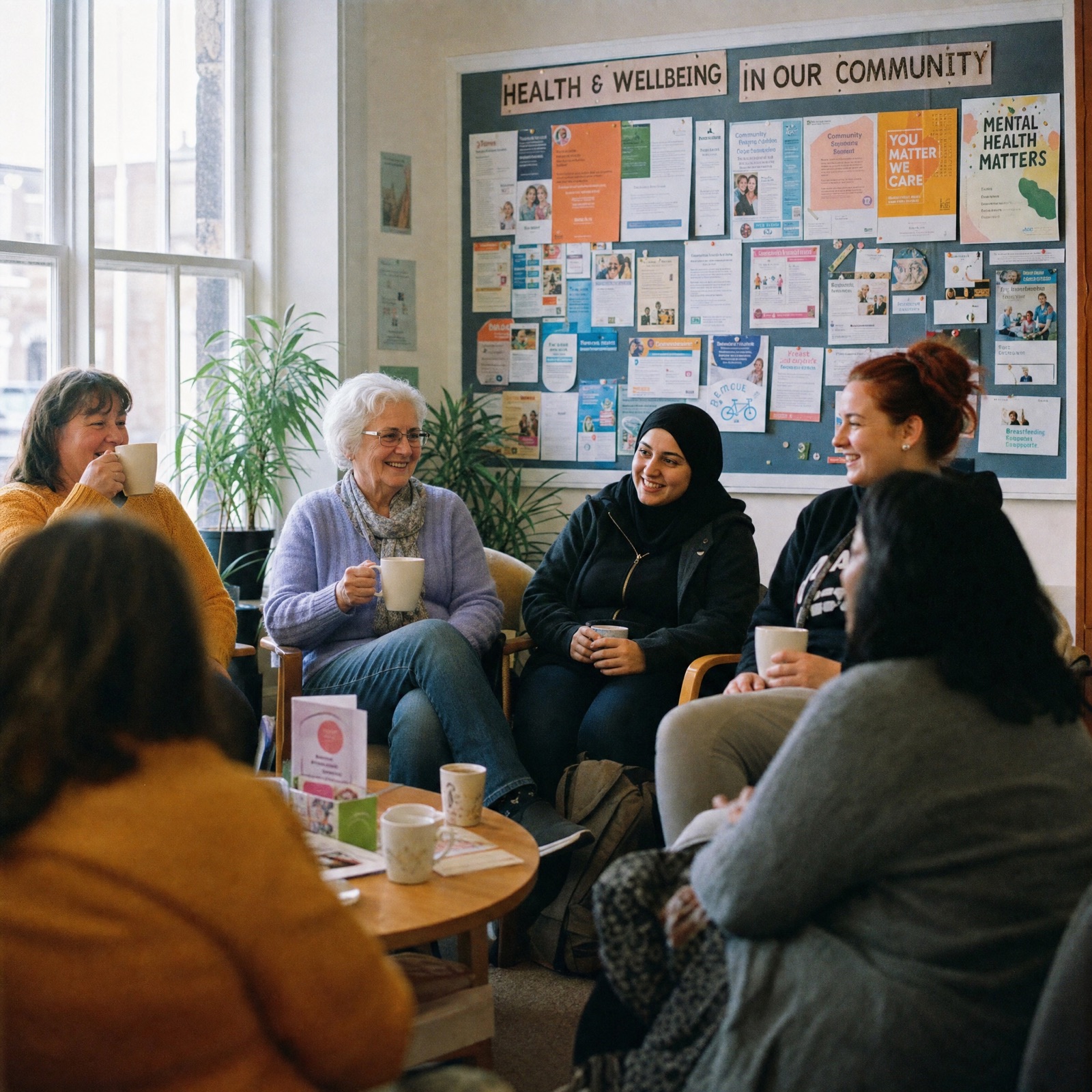 Warm drop-in gathering in a community hall